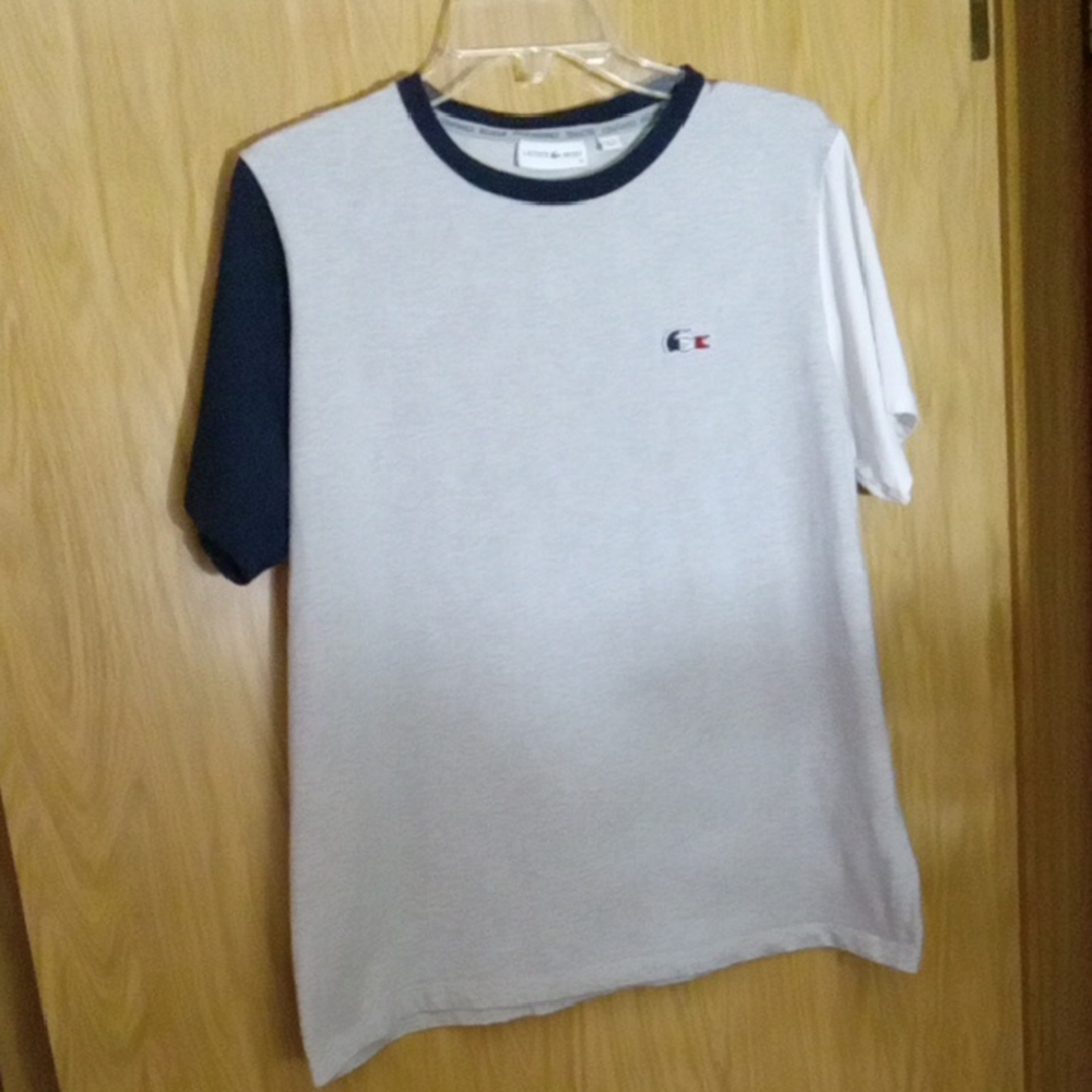 Lacoste Gray and Black Short Sleeve Tee